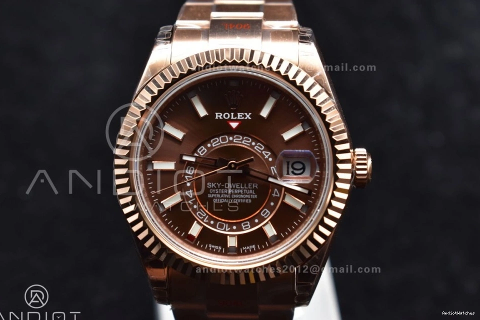 on RG Bracelet Best A23J Brown Dial Skydweller Noob Sleek Edition RG 1103 0210